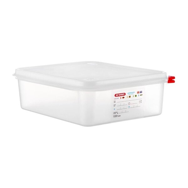 Araven Araven Voedseldoos met deksel 6,5 liter | GN1/2 - 100 mm. diep | 4 stuks
