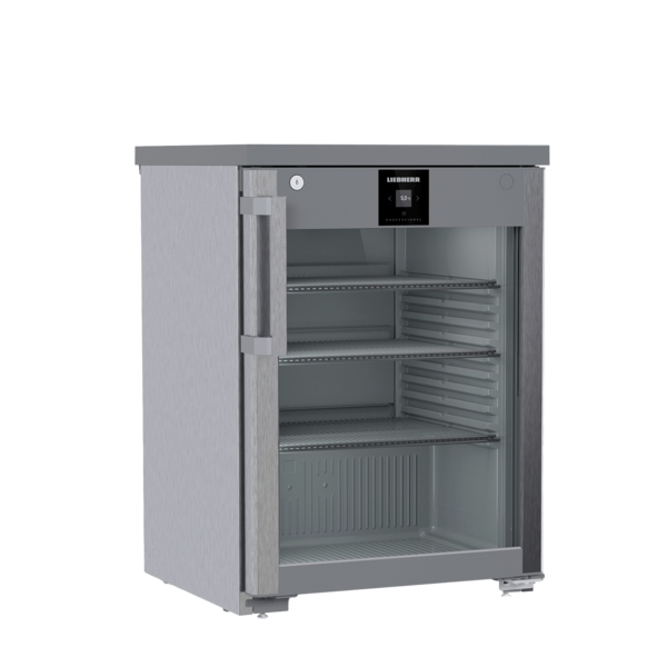 Liebherr Koelkast met glazen deur tafelmodel RVS 127 liter |  600x648xH850mm.