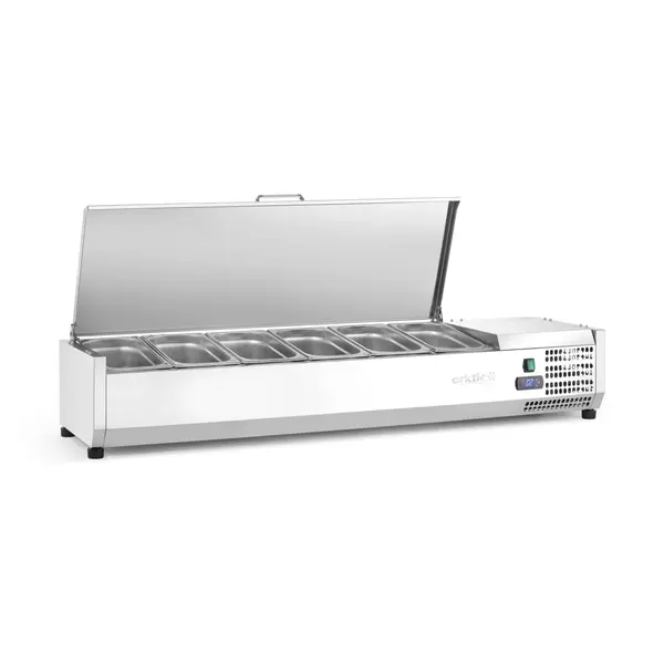 Hendi/Arktic Hendi Opzetkoelvitrine met RVS klapdeksel 6x GN 1/3 | 1405x395xH290 mm.