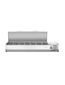 Hendi/Arktic Opzetkoelvitrine met RVS klapdeksel 7x GN 1/3 | 1605x395xH290 mm.
