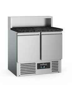 Combisteel Pizzawerkbank 2 Deurs 5X1/6GN Pan Zwart Graniet Werkblad | 900x700x1075(H)mm | 0.17kW | 7950.5091
