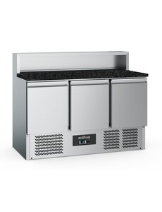 Combisteel Pizzawerkbank 3 Deurs 8X1/6GN Pan Zwart Graniet Werkblad | 1365x700x1075(H)mm | 0.24kW | 7950.5096