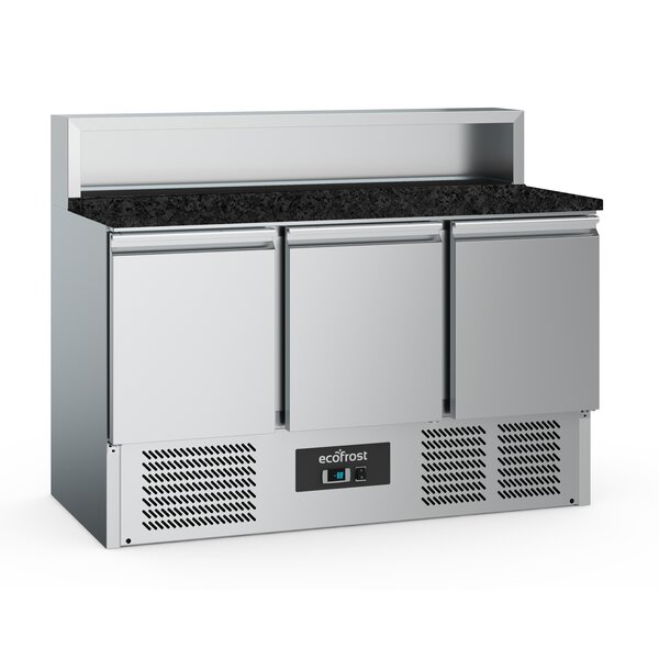 Combisteel Pizzawerkbank 3 Deurs 8X1/6GN Pan Zwart Graniet Werkblad | 1365x700x1075(H)mm | 0.24kW | 7950.5096