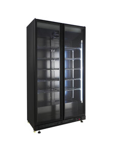 Combisteel Koelkast 2 Glasdeuren Zwart Nap-850 | 1120x597x2100(H)mm | 0.4kW | 7455.1918