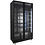 Combisteel Koelkast 2 Glasdeuren Zwart Nap-850 | 1120x597x2100(H)mm | 0.4kW | 7455.1918