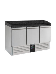 Combisteel Pizzawerkbank 3 Deuren Zwart Graniet Werkblad | 1400x700x1020(H)mm | 0.34kW | 7950.0061
