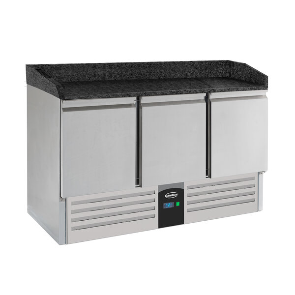 Combisteel Pizzawerkbank 3 Deuren Zwart Graniet Werkblad | 1400x700x1020(H)mm | 0.34kW | 7950.0061