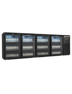 Combisteel Barkoeler 4 Glasdeuren Zwart 636L Led | 2542x520x860(H)mm | 0,345kW | 7503.0015