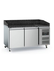 Combisteel Pizzawerkbank 2 Deurs Zwart Graniet Werkblad - Met Wielen | 1515x800x1000(H)mm | 0.21kW | 7950.5137
