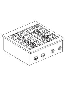 Combisteel Gas Kookunit 4 Br. 18Kw | 600x600x270(H)mm | 18kW gas | 7266.0015