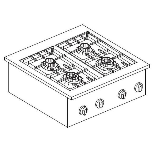 Combisteel Gas Kookunit 4 Br. 18Kw | 600x600x270(H)mm | 18kW gas | 7266.0015
