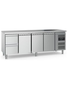 Combisteel 700 Koelwerkbank 3 Deuren 2 Laden  Met Verstelbare Poten | 2230x700x850(H)mm | 0.34kW | 7950.5165