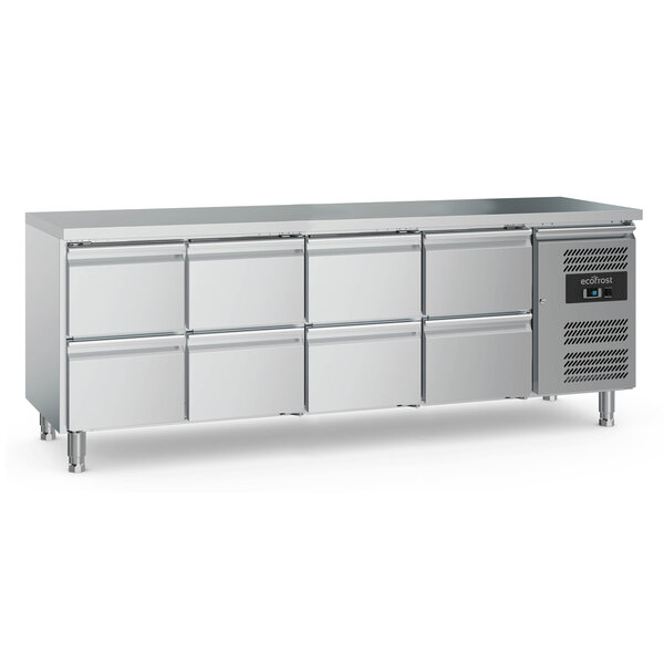 Combisteel 700 Koelwerkbank 8 Laden  Met Verstelbare Poten | 2230x700x850(H)mm | 0.34kW | 7950.5187