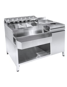 Combisteel Cocktail Bar Station   Incl. Spoelbak, Glazenspoeler, GN-Bakken En Speedrail Voor Flessen | 1340x700x875(H)mm | 7083.0035