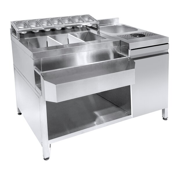 Combisteel Cocktail Bar Station   Incl. Spoelbak, Glazenspoeler, GN-Bakken En Speedrail Voor Flessen | 1340x700x875(H)mm | 7083.0035