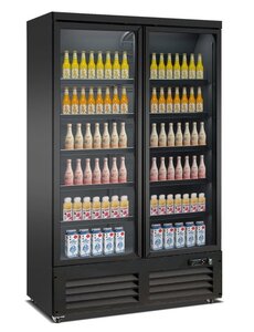 Combisteel Vrieskast 2 Glasdeuren Zwart Ceb-1200F Bl | 1250x705x2050(H)mm | 1,95kW | 7526.0125