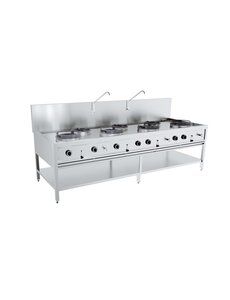 Combisteel Gas Woktafel 4X17Kw + 3X9Kw | 2500x900x750(H)mm | 95kW gas | 7178.1215