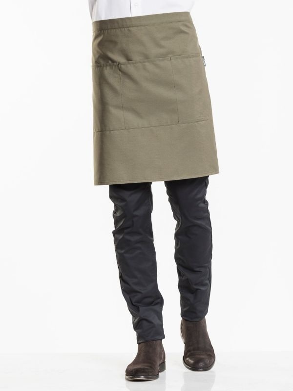 Chaud Devant Apron schort met 3 zakken | Dark Olive | w100 x L50