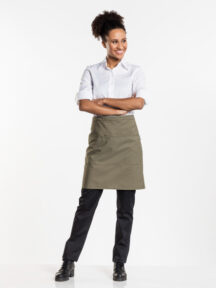 Chaud Devant Apron schort met 3 zakken | Dark Olive | w100 x L50, foto 3 van 5