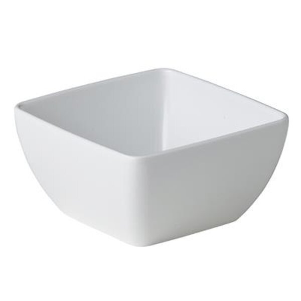Melamine gebogen vierkant bakje wit 430ml. | 13x13xH6.5cm.