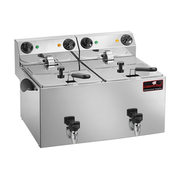 CaterChef Caterchef Friteuse met aftapkraan | 2 x 9 Liter | 3250Watt
