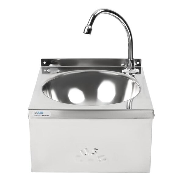Basix Handwasbak met kniebediening, achteropstand en kraan | 30x32xH19cm.