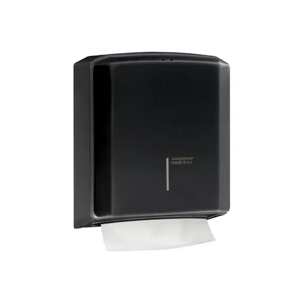 Mediclinics Handdoekdispenser voor wandmontage zwart | C-vouw en Z-vouw handdoekjes