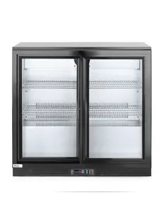 Hendi/Arktic Barkoelkast met 2 schuifdeuren zwart 228 Liter | 900x500xH900mm