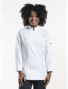 Chaud Devant Koksbuis | Lady Comfort White | Wit | Getailleerde pasvorm | Lange mouw | Dames