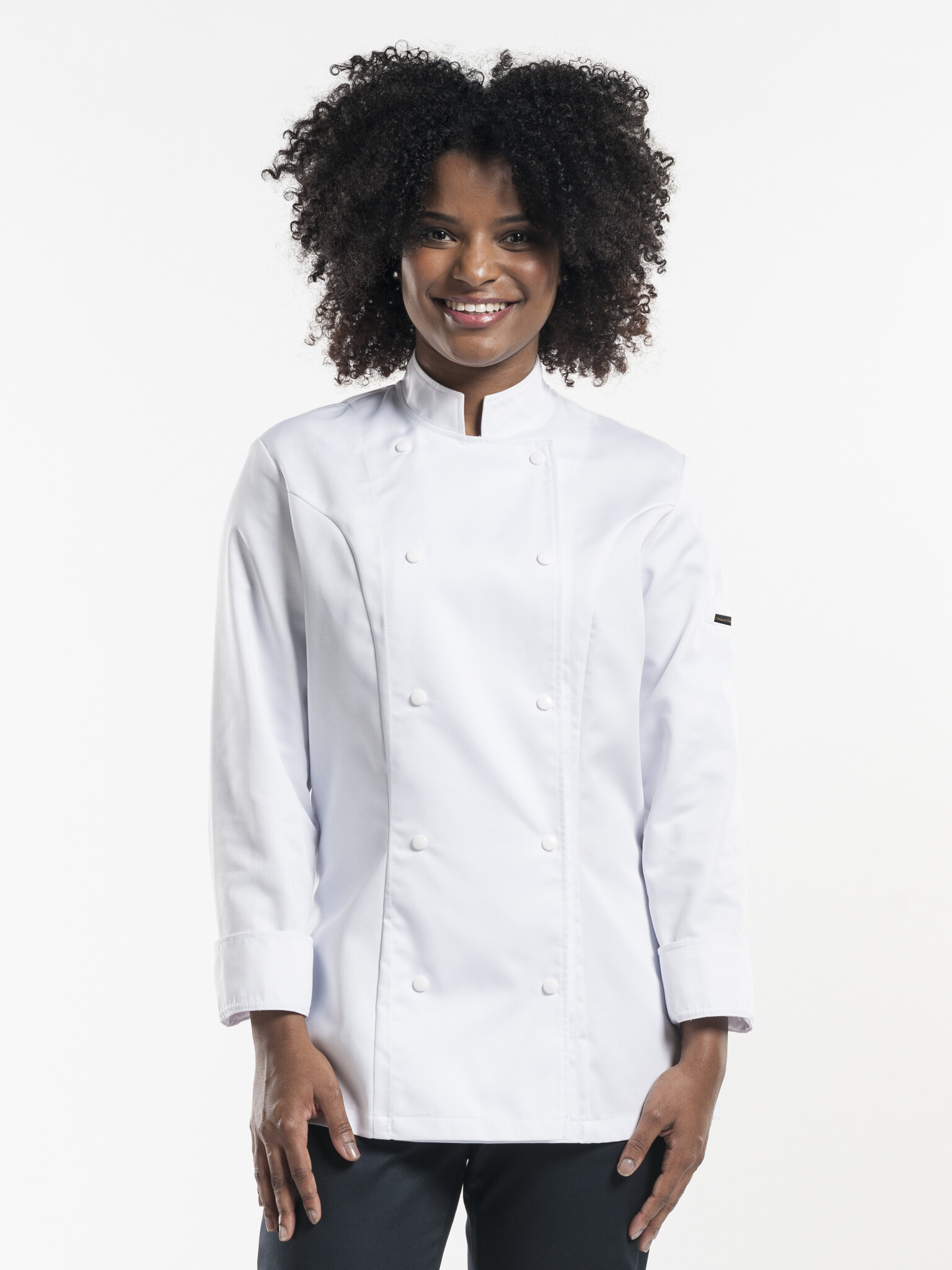 Chaud Devant Koksbuis | Lady Comfort White | Wit | Getailleerde pasvorm | Lange mouw | Dames