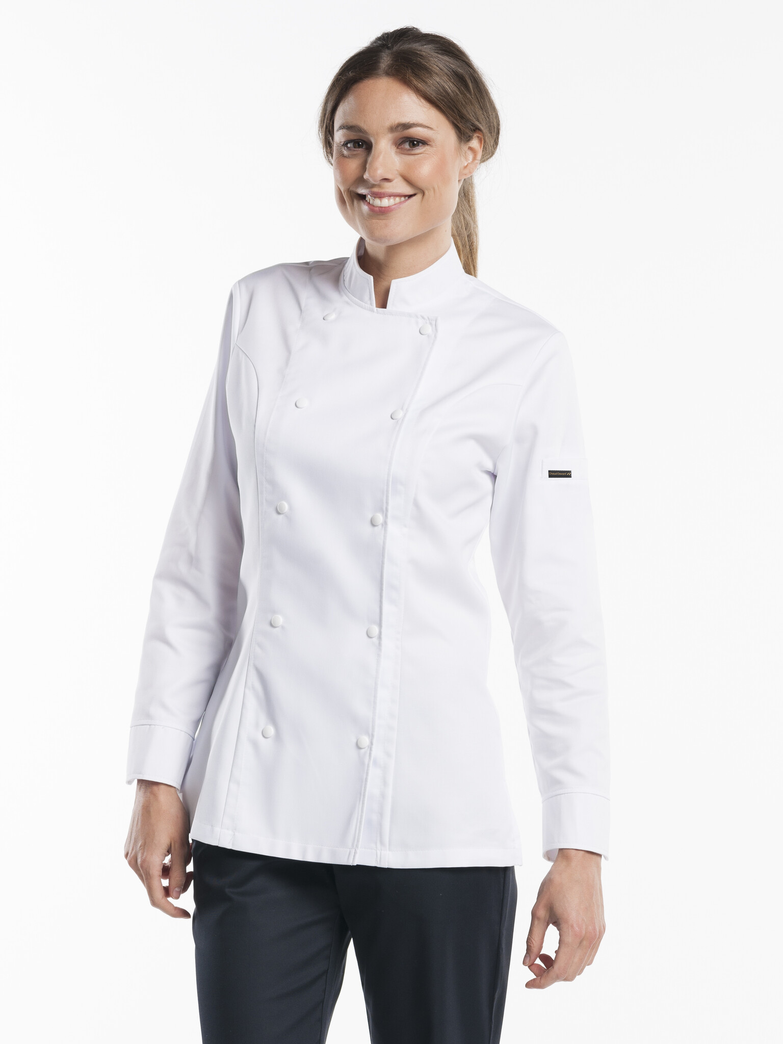 Chaud Devant Koksbuis | Lady Comfort White | Wit | Getailleerde pasvorm | Lange mouw | Dames, foto 2 van 5