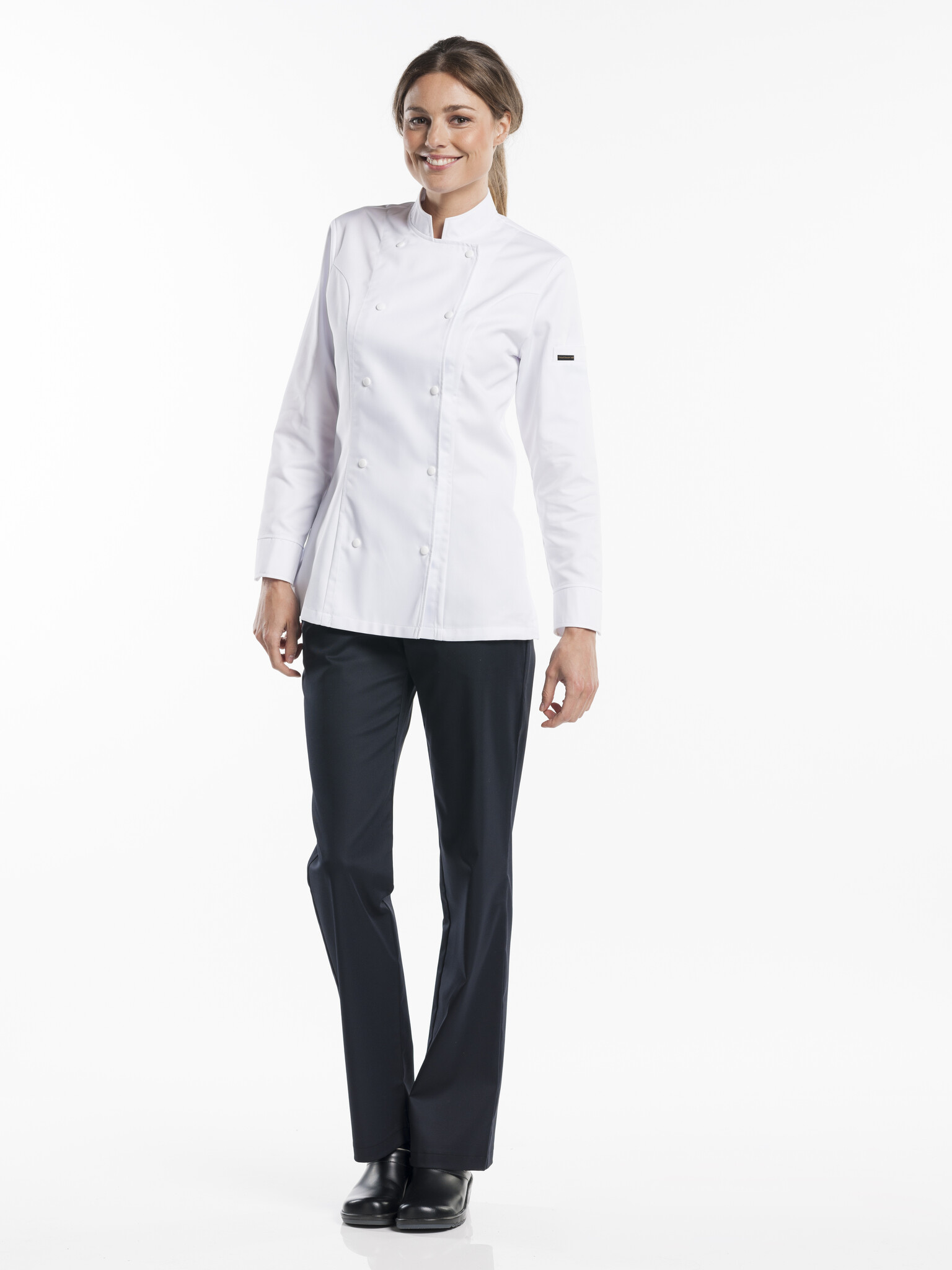 Chaud Devant Koksbuis | Lady Comfort White | Wit | Getailleerde pasvorm | Lange mouw | Dames, foto 4 van 5