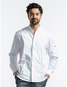 Chaud Devant Koksbuis | Noble FX White Stretch | Wit | Getailleerde pasvorm | Lange mouw | Heren