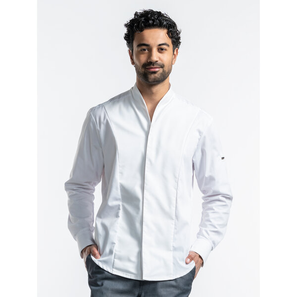Chaud Devant Koksbuis | Noble FX White Stretch | Wit | Getailleerde pasvorm | Lange mouw | Heren