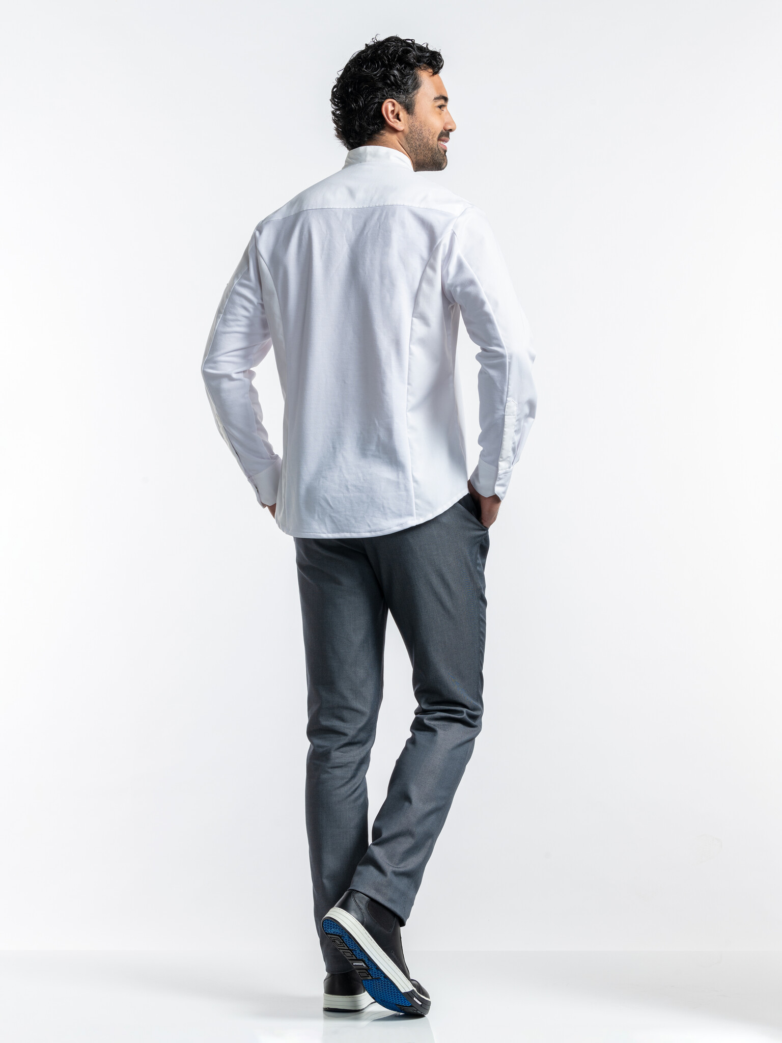 Chaud Devant Koksbuis | Noble FX White Stretch | Wit | Getailleerde pasvorm | Lange mouw | Heren, foto 4 van 4