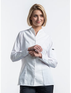 Chaud Devant Koksbuis | Lady Noble FX White Stretch | Wit | Getailleerde pasvorm | Lange mouw | Dames