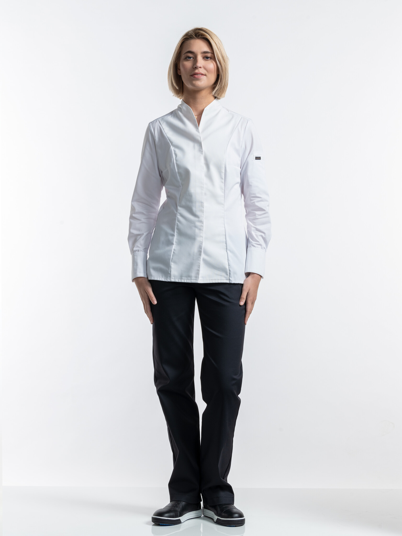 Chaud Devant Koksbuis | Lady Noble FX White Stretch | Wit | Getailleerde pasvorm | Lange mouw | Dames, foto 3 van 5