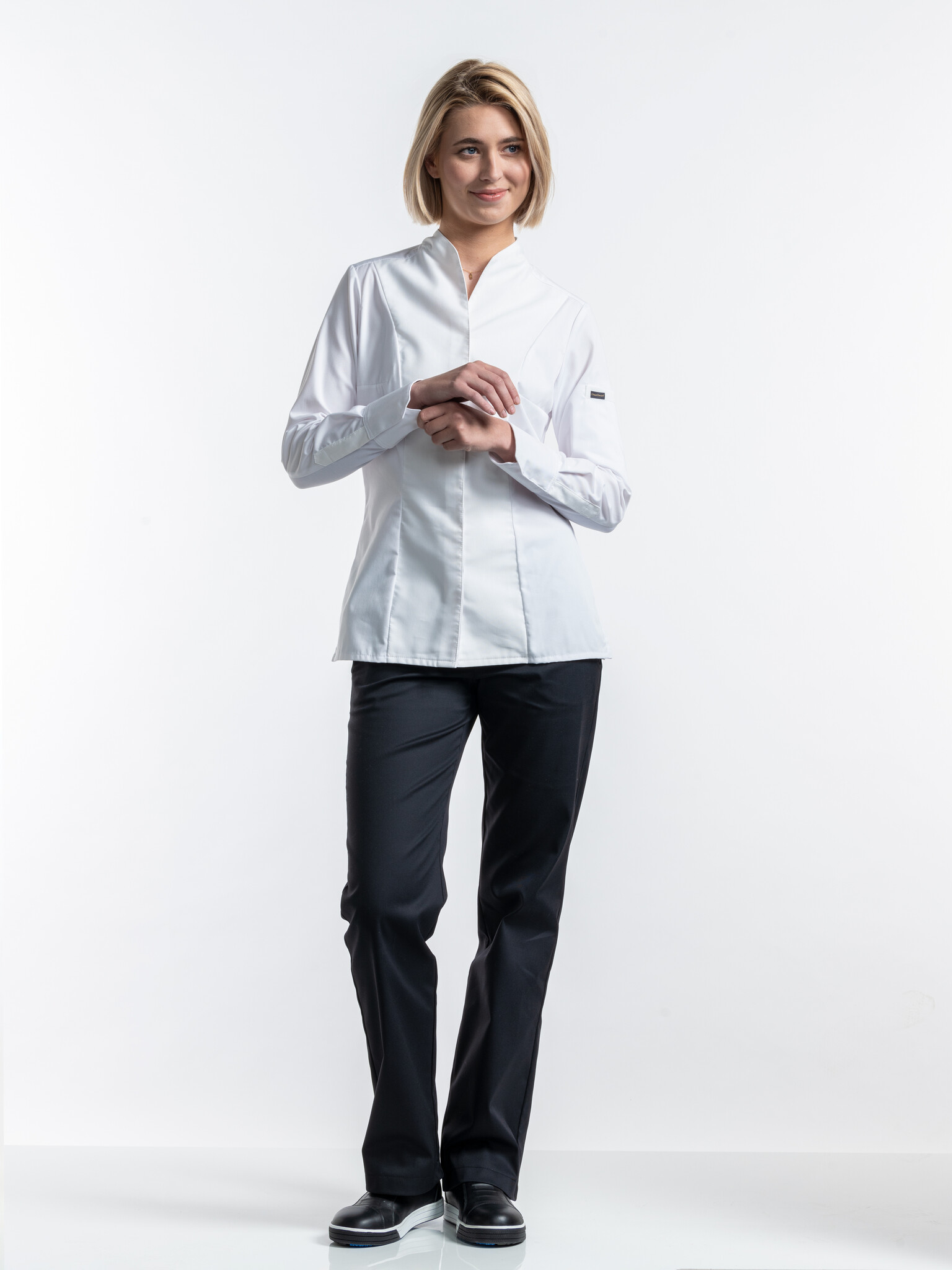 Chaud Devant Koksbuis | Lady Noble FX White Stretch | Wit | Getailleerde pasvorm | Lange mouw | Dames, foto 4 van 5