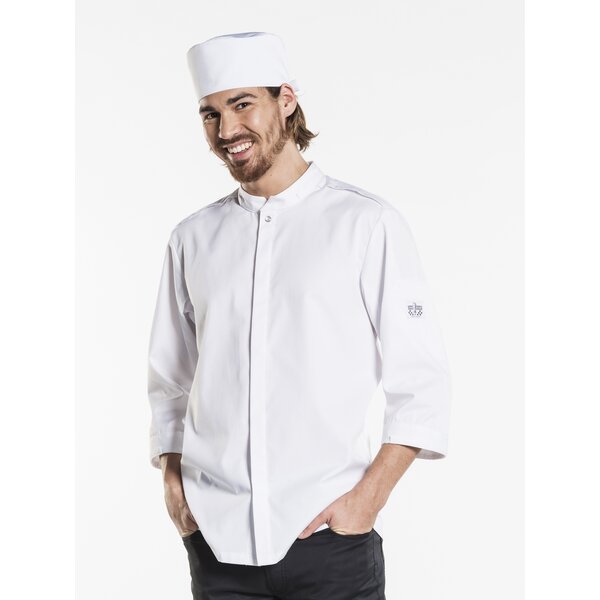 Chaud Devant Koksbuis | Riva FX White Stretch | Wit | Getailleerde pasvorm | Lange mouw | Unisex