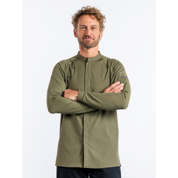 Chaud Devant Koksbuis | Fratello FX Green Stretch | Groen | Getailleerde pasvorm | Lange mouw | Heren