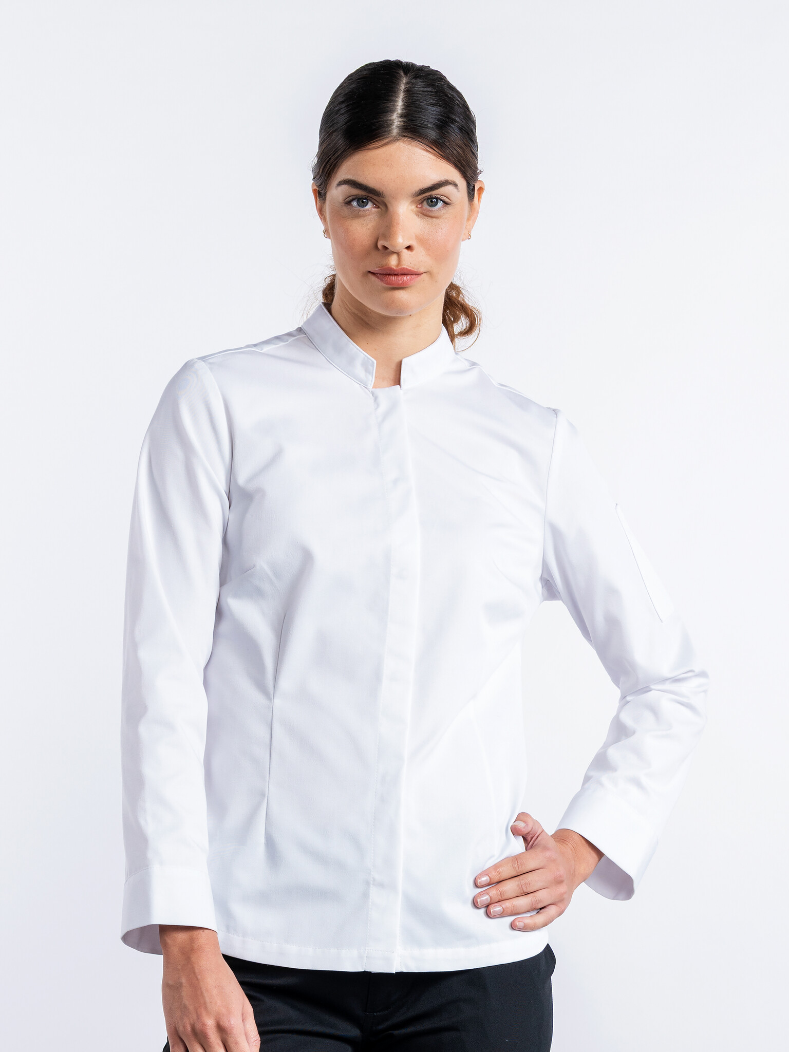 Chaud Devant Koksbuis | Lady Sabor White | Wit | Getailleerde pasvorm | Lange mouw | Dames