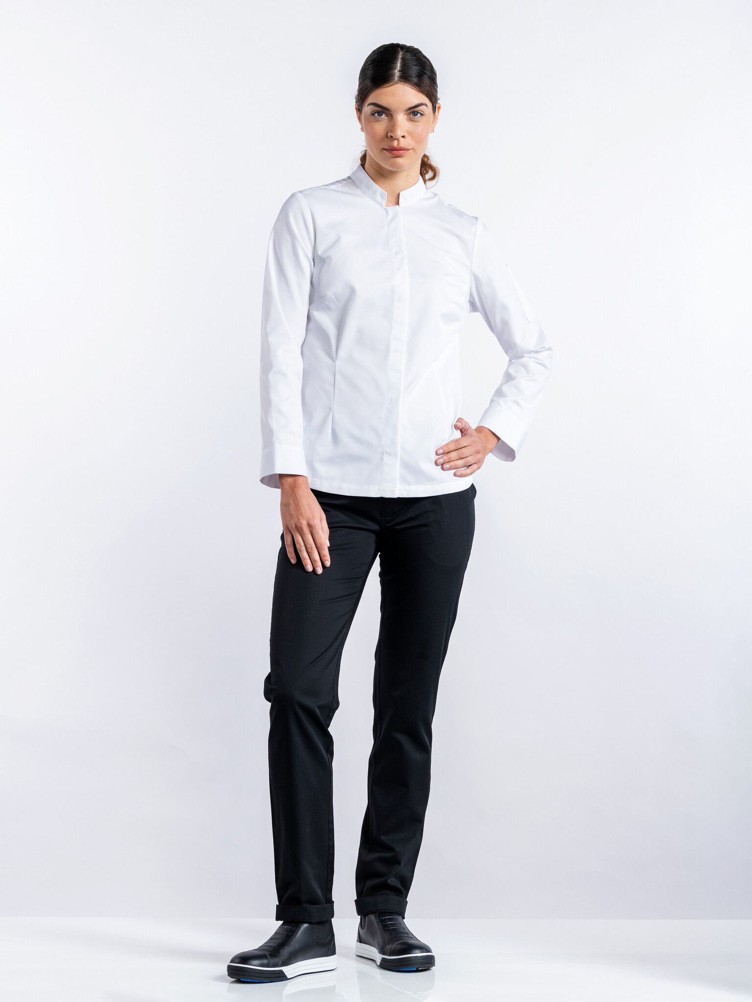Chaud Devant Koksbuis | Lady Sabor White | Wit | Getailleerde pasvorm | Lange mouw | Dames, foto 3 van 4