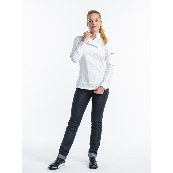 Chaud Devant Koksbuis | Lady Biker FX White Stretch | Wit | Getailleerde pasvorm | Lange mouw | Dames