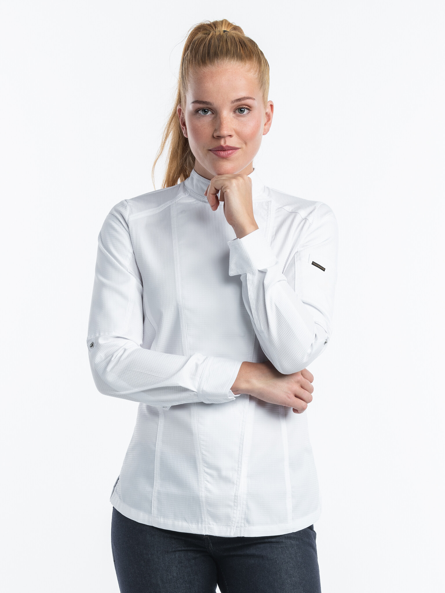 Chaud Devant Koksbuis | Lady Biker FX White Stretch | Wit | Getailleerde pasvorm | Lange mouw | Dames, foto 2 van 5
