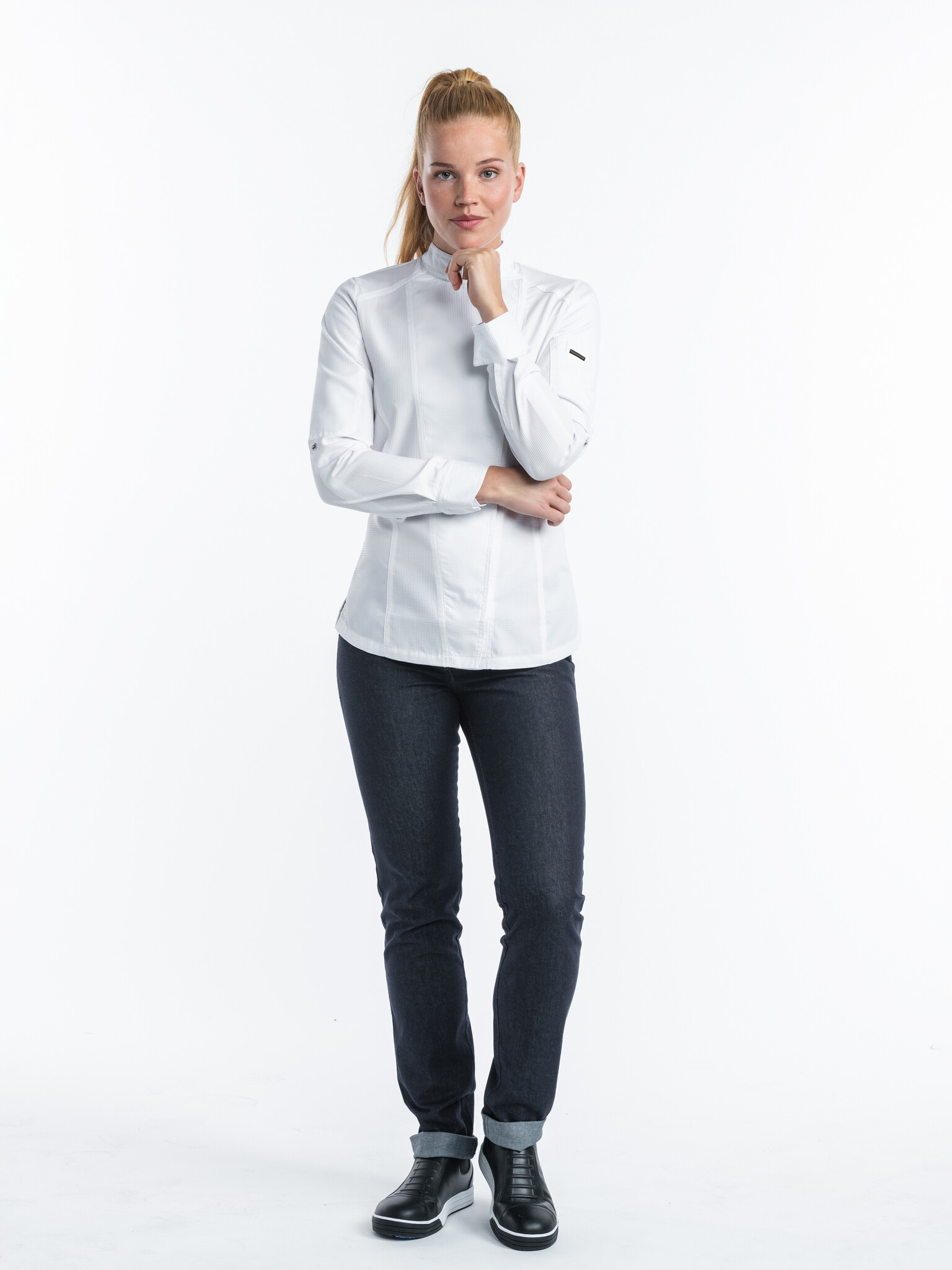 Chaud Devant Koksbuis | Lady Biker FX White Stretch | Wit | Getailleerde pasvorm | Lange mouw | Dames, foto 3 van 5