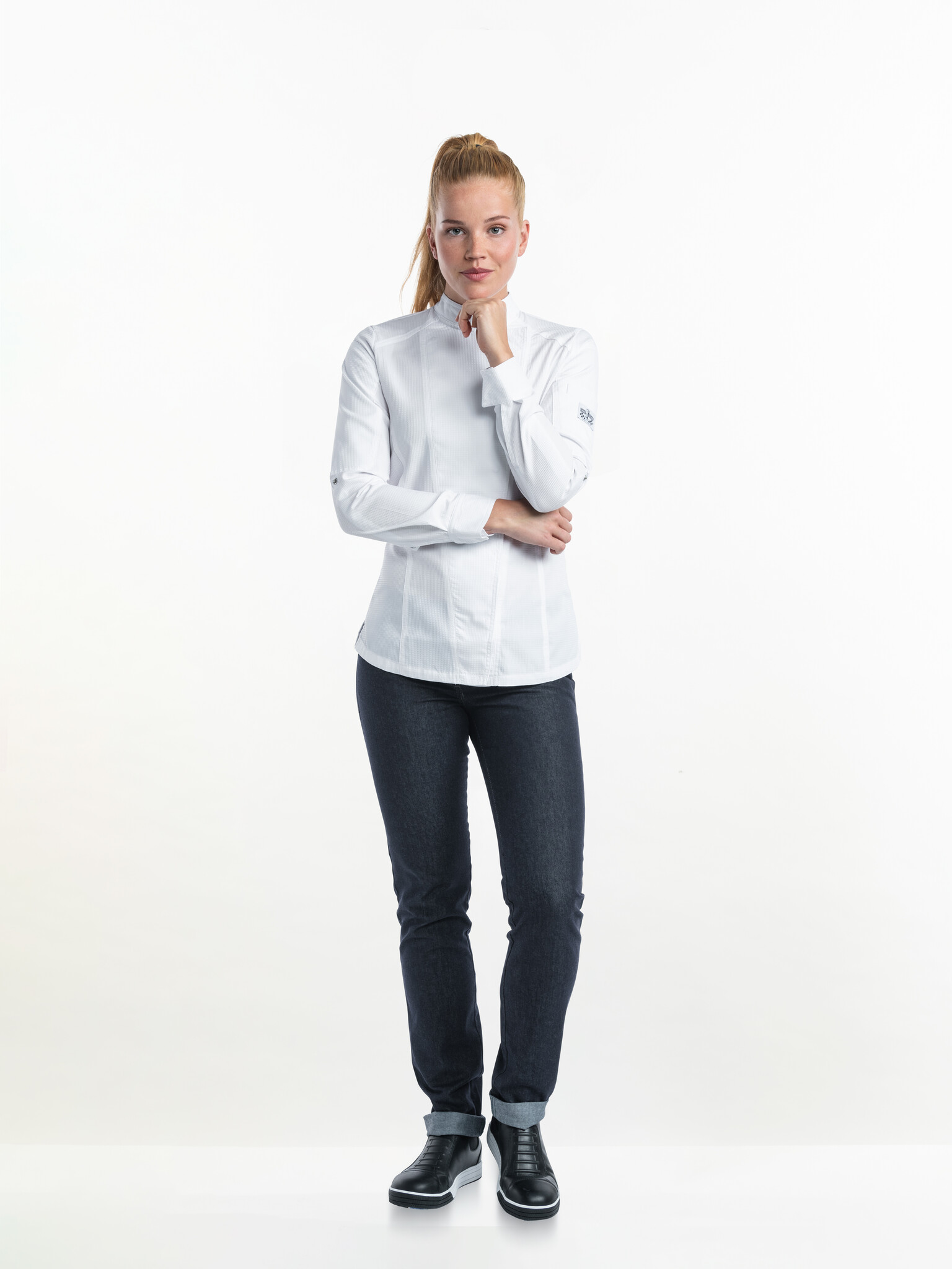 Chaud Devant Koksbuis | Lady Biker FX White Stretch | Wit | Getailleerde pasvorm | Lange mouw | Dames, foto 5 van 5
