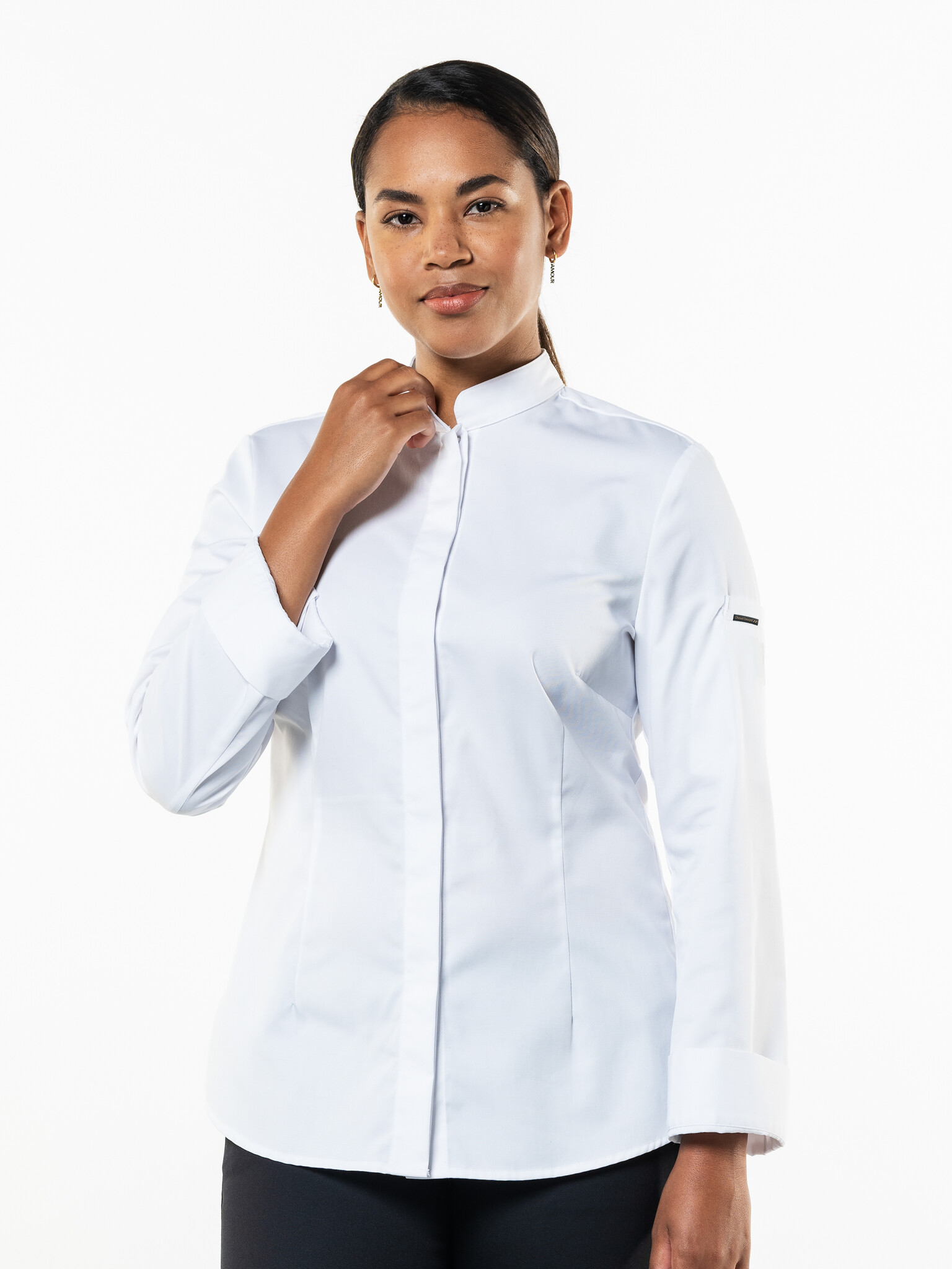 Chaud Devant Koksbuis | Lady Nordic White | Wit | Getailleerde pasvorm | Lange mouw | Dames