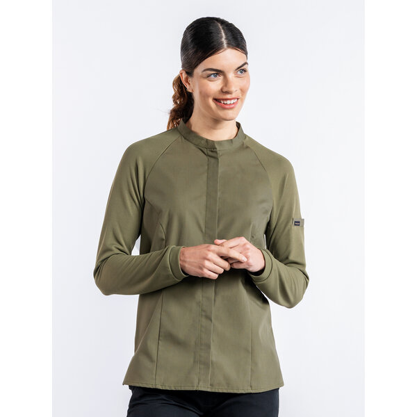Chaud Devant Koksbuis | Lady Sorella FX Green Stretch | Groen | Getailleerde pasvorm | Lange mouw | Dames