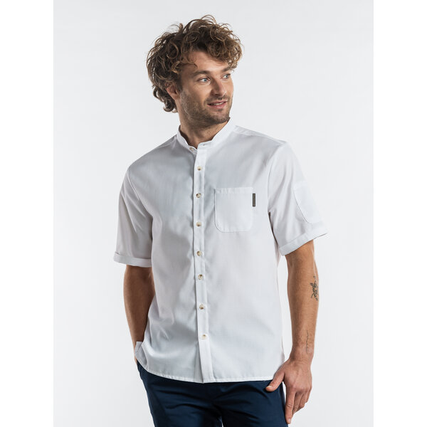 Chaud Devant Koksbuis | Verano FX White Stretch Short Sleeve | Wit | Getailleerde pasvorm | Korte mouw | Heren