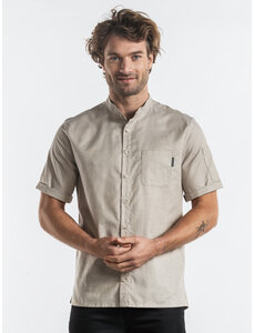 Chaud Devant Koksbuis | Verano FX Sand Stretch Short Sleeve | Zand | Getailleerde pasvorm | Korte mouw | Heren